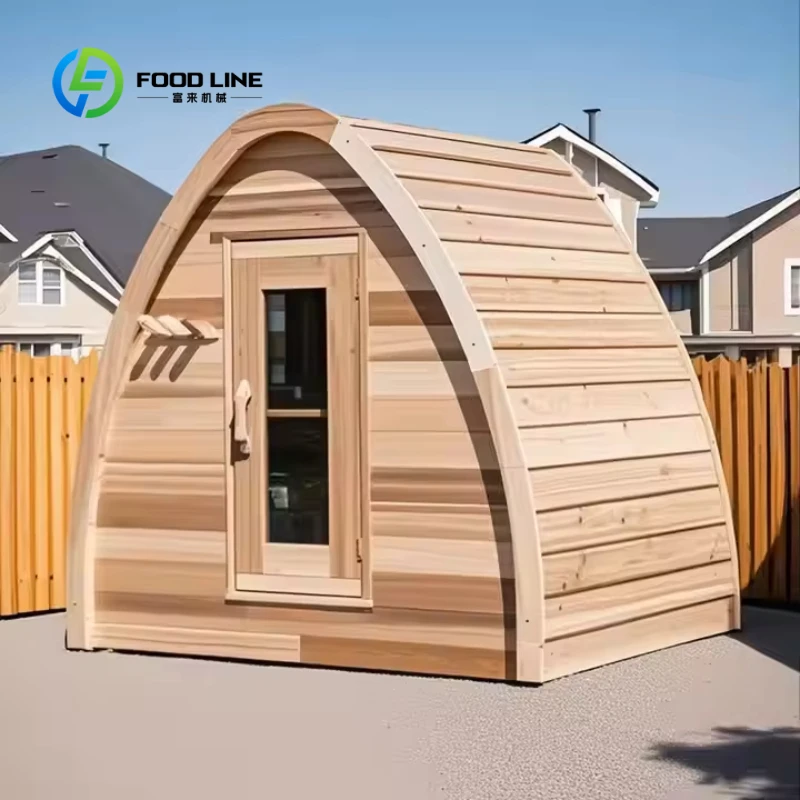 Customized Outdoor Dome Pod Sauna Room Canadian Red Cedar Wooden Sauna Cabin Freestanding with Glass Door & Windows