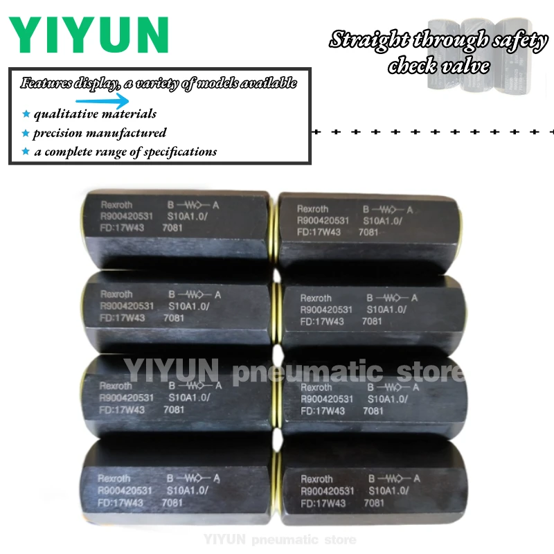 S8A1.0/ S10A1.0/  S15A1.0/,S20A1.0/,S6A1.0/,YIYUN pneumatic element Rexroth straight through safety check valve