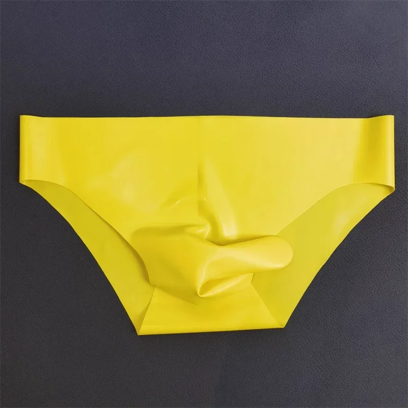 Rubber Men's Sexy Latex Underwear Seamless Sheath Briefs See-Through Sissy Panties Couple Lingerie Low Waist Erotic Underpants