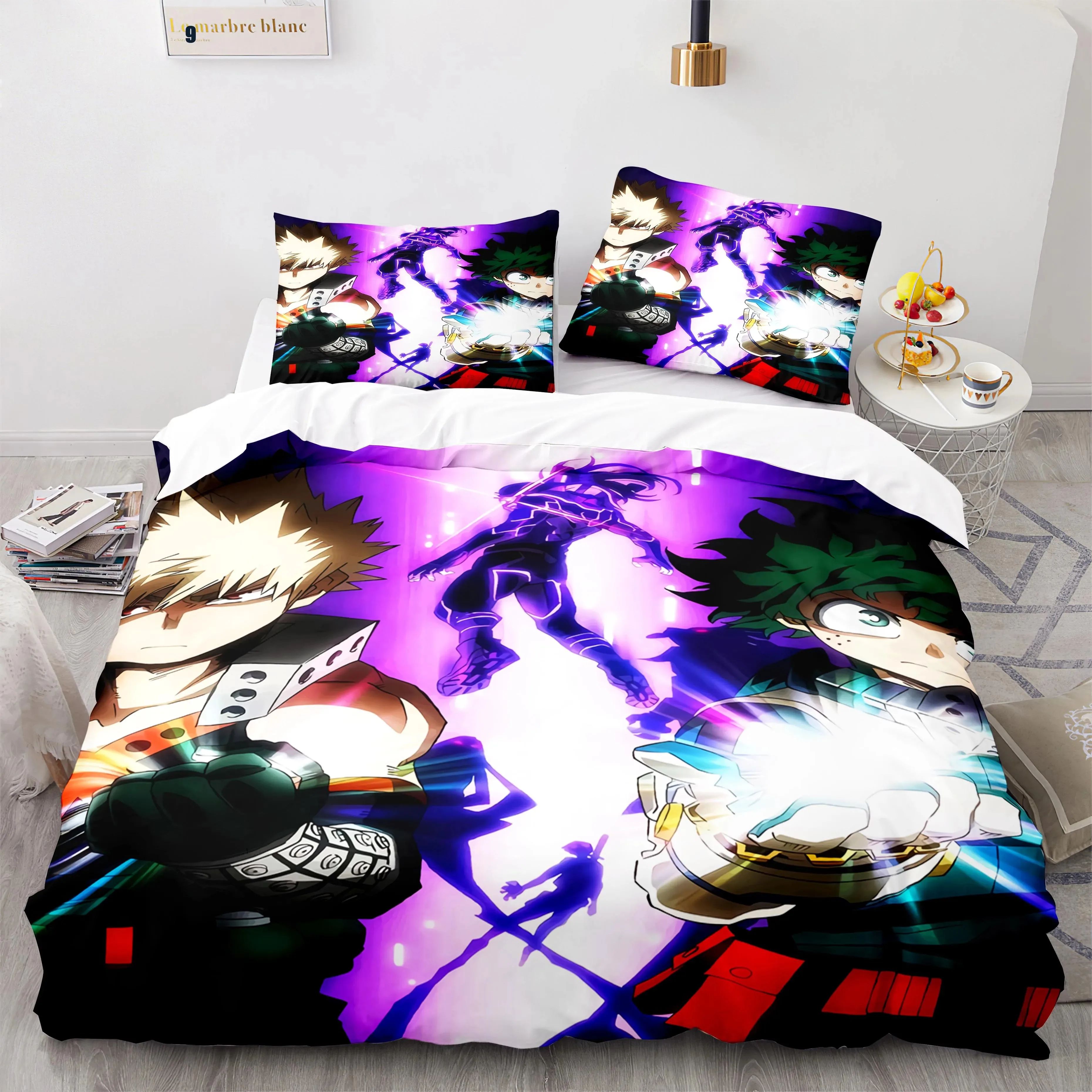 New Japan Anime My Hero Academia Printed Bedding Set Cartoon Duvet Covers Pillowcases Comforter Bedding Set Bedclothes Bed Linen