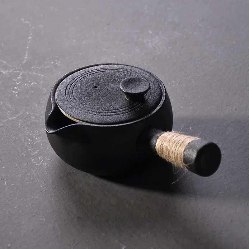 

black crockery ceramic kyusu teapot chinese tea pot drinkware 500ml