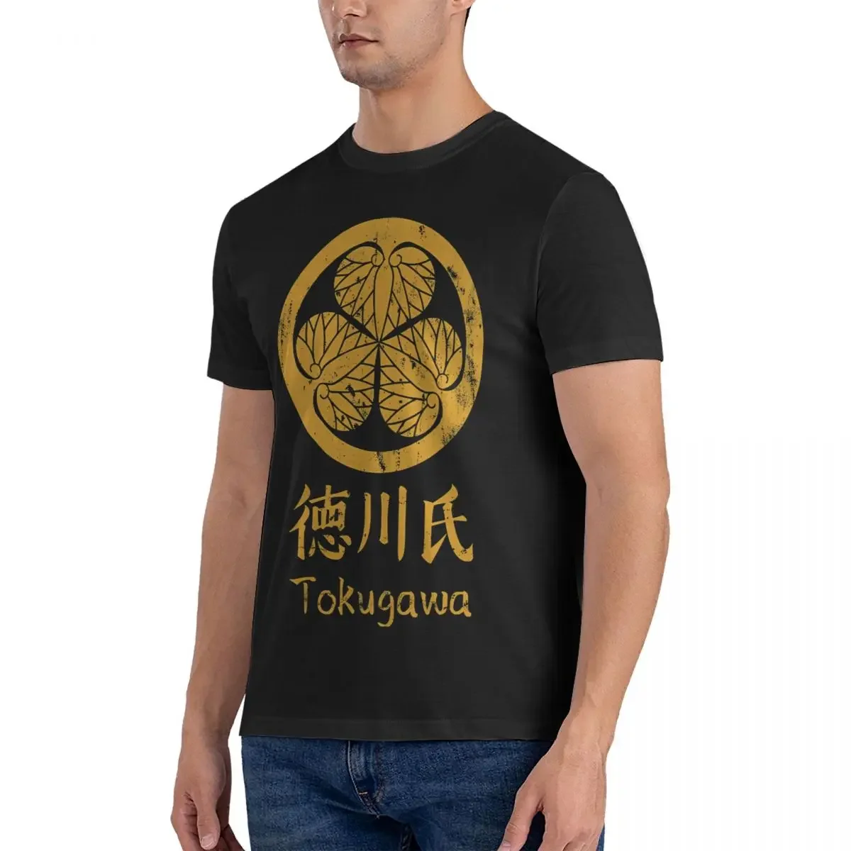 Tokugawa Men T Shirts Japanese Clan Crest Logo Crazy Tees Short Sleeve Round Collar T-Shirt Pure Cotton Printing Clothes