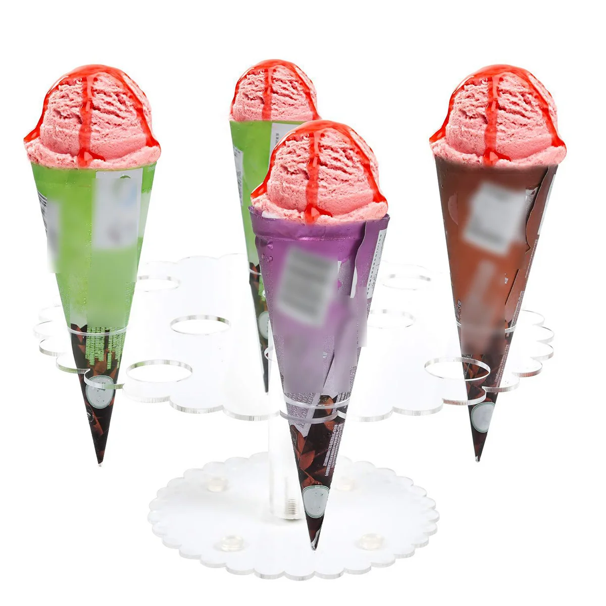 12 Holes Snow Cone Stand Rack Holder Sweet Tube Display Acrylic Ice Cream Sushi