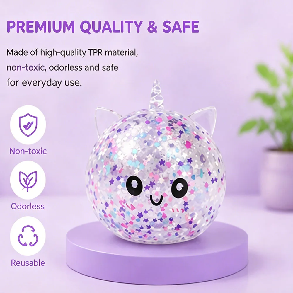 Kathartischer Stressabbau-Spielzeug: Transparenter Einhorn-Bao-Bun-Squishy, nicht klebend, strapazierfähig, zur Wutabbau, Büro-Stresskiller-Gadget – Detail 5