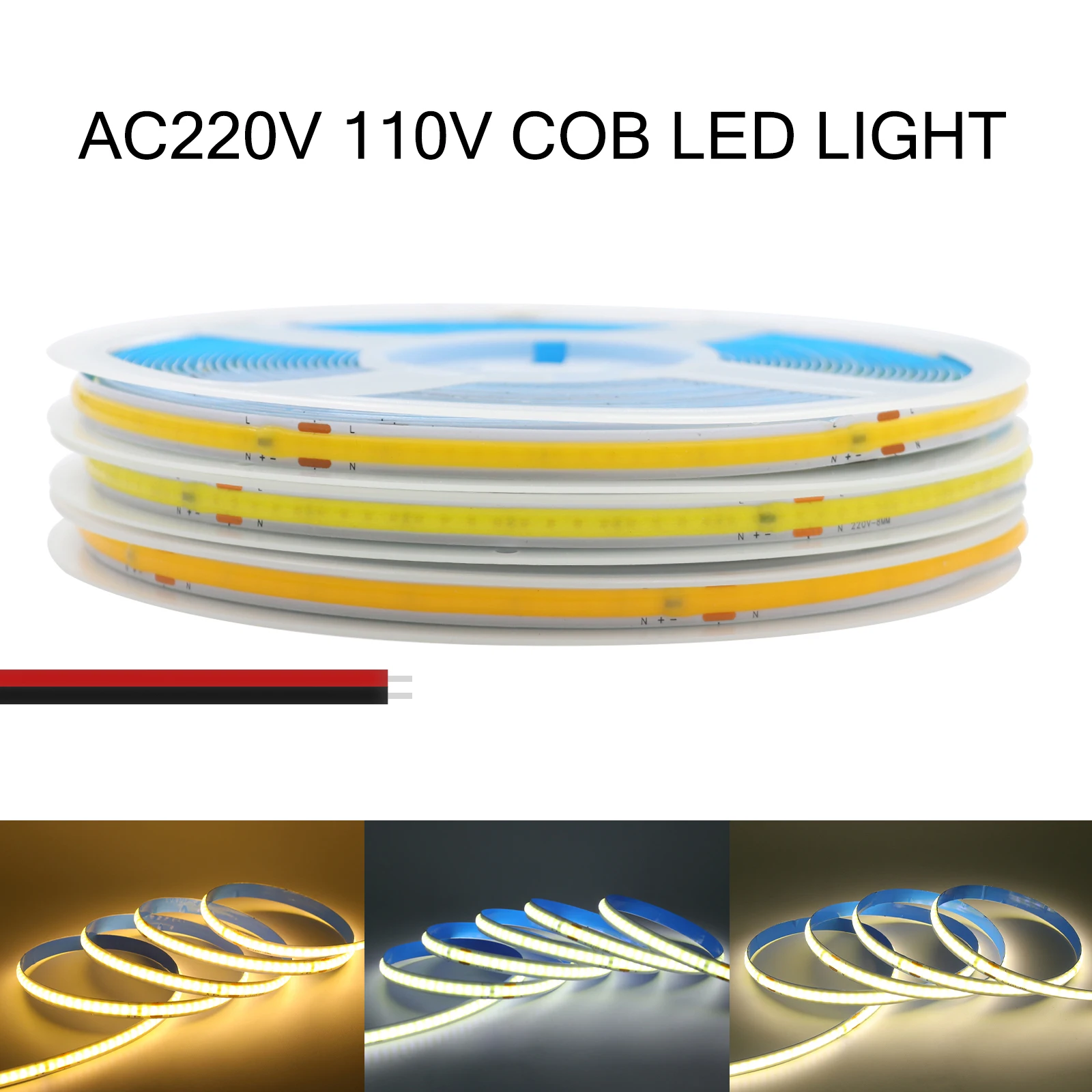 220V 110V COB LED Strip Light Flexible Tape Lights Rectifier IC No Need Driver 8mm PCB 240LEDs/M Linear Lighting 5m 10m 15m 20m