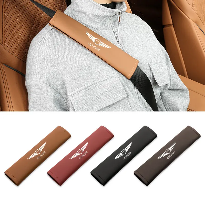 Car Styling Seat Belt Cover Leather Seatbelt Shoulder Strap Protector Pads For Genesis G80 GV70 GV80 GV60 G70 car Accessories