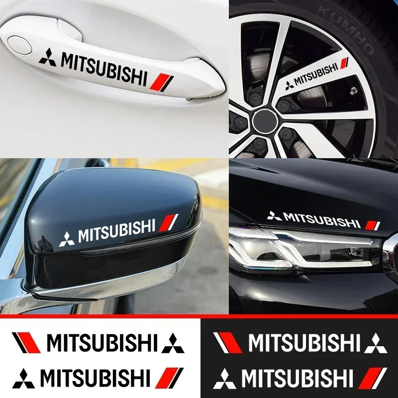 4PCS Car Door Handle Decoration Stickers For Mitsubishi Logo ASX Outlander Lancer Pajero Eclipse Galant Mirage Auto Accessories