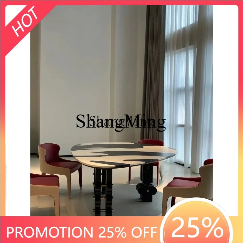 FG good-looking irregular solid wood dining table wabi sabi wind art creative geometric dining table