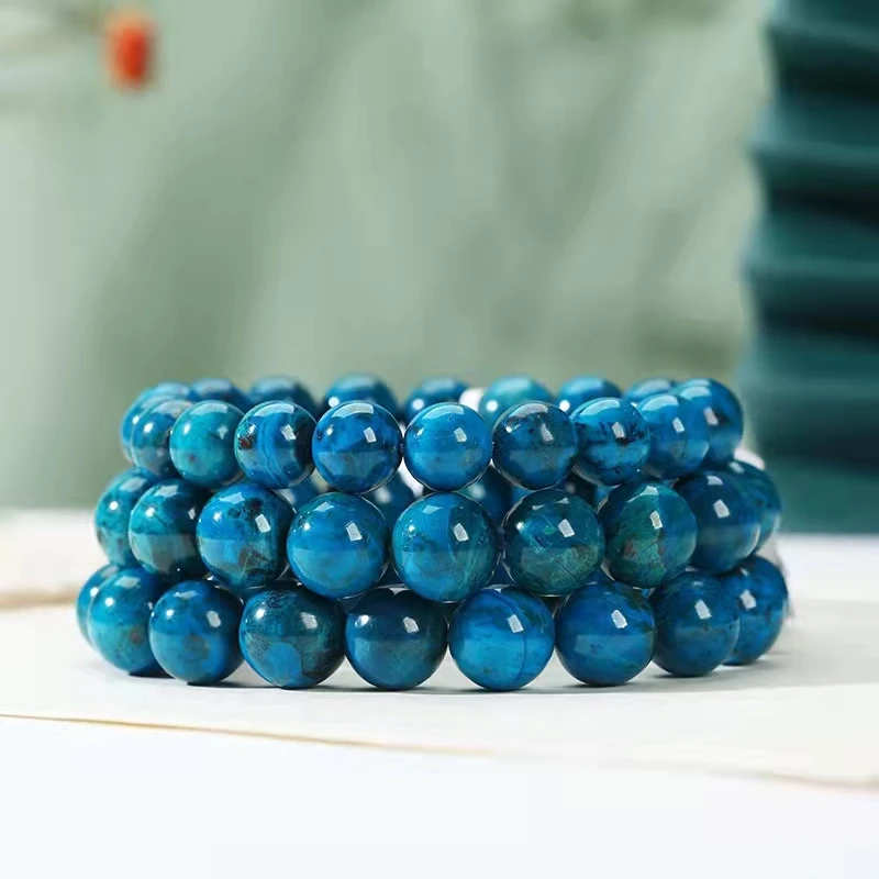 Azurite Bead Bracelet Accessories Diy Handmade Fashion Couples Stone Mineral Yoga Bracelets Elastic Rope Jewelry Christmas Gift