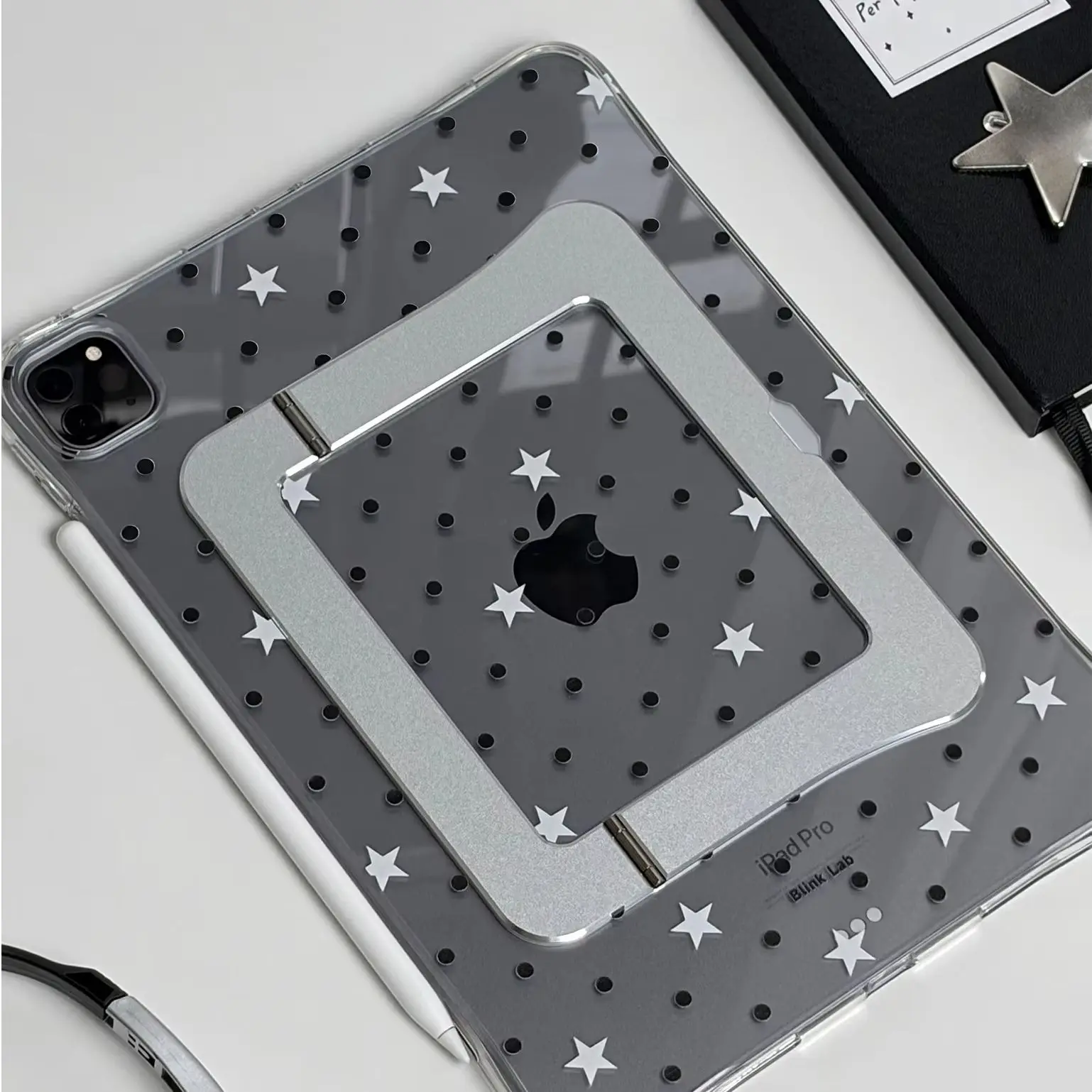 Korean Stars For IPad 10/11/12th Air 4/5 8 Mini 6/7 Pro11 13 Acrylic Shockproof Stand Case Multi-Angle Transparent Clear Cover