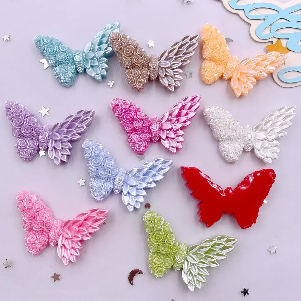 10 pièces mélange résine dessin animé coloré Rose papillon Figurines dos plat pierre bricolage saint valentin décor Scrapbook accessoires artisanat