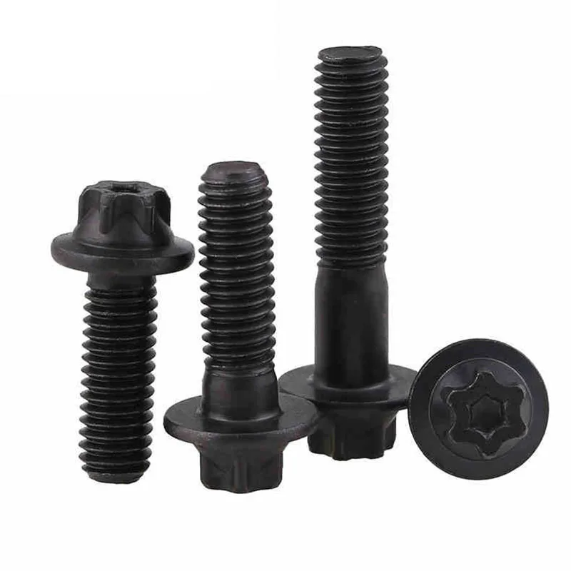 Grade 12.9 Hexagon Bolt External Torx Head Flange Screws M5 M6 Black Profile Flange Head Bolt 20Pcs