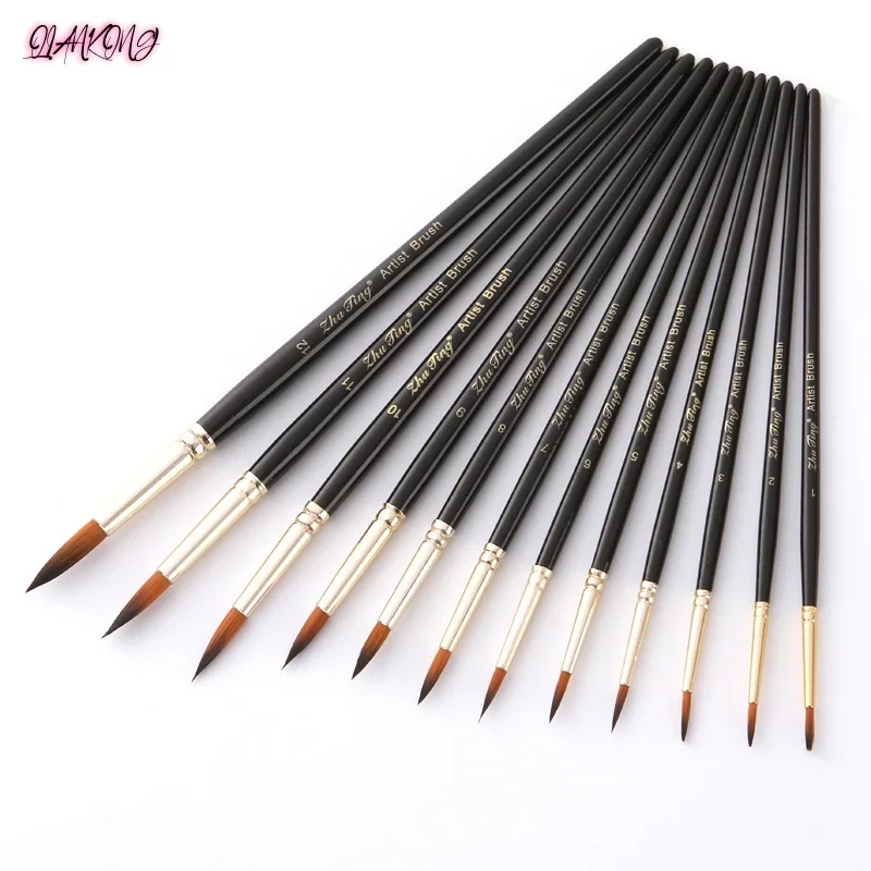 

QIANKONG 12Pcs/Set Professional Artist Paint Brush Acrylic Watercolor Oil Painting Tool Art supplies