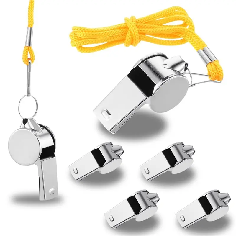 A89E-10Pack Whistle For Teachers, Whistle For Coaches Stainless Steel Whistles With Lanyard Loud Crisp Sound For Referees