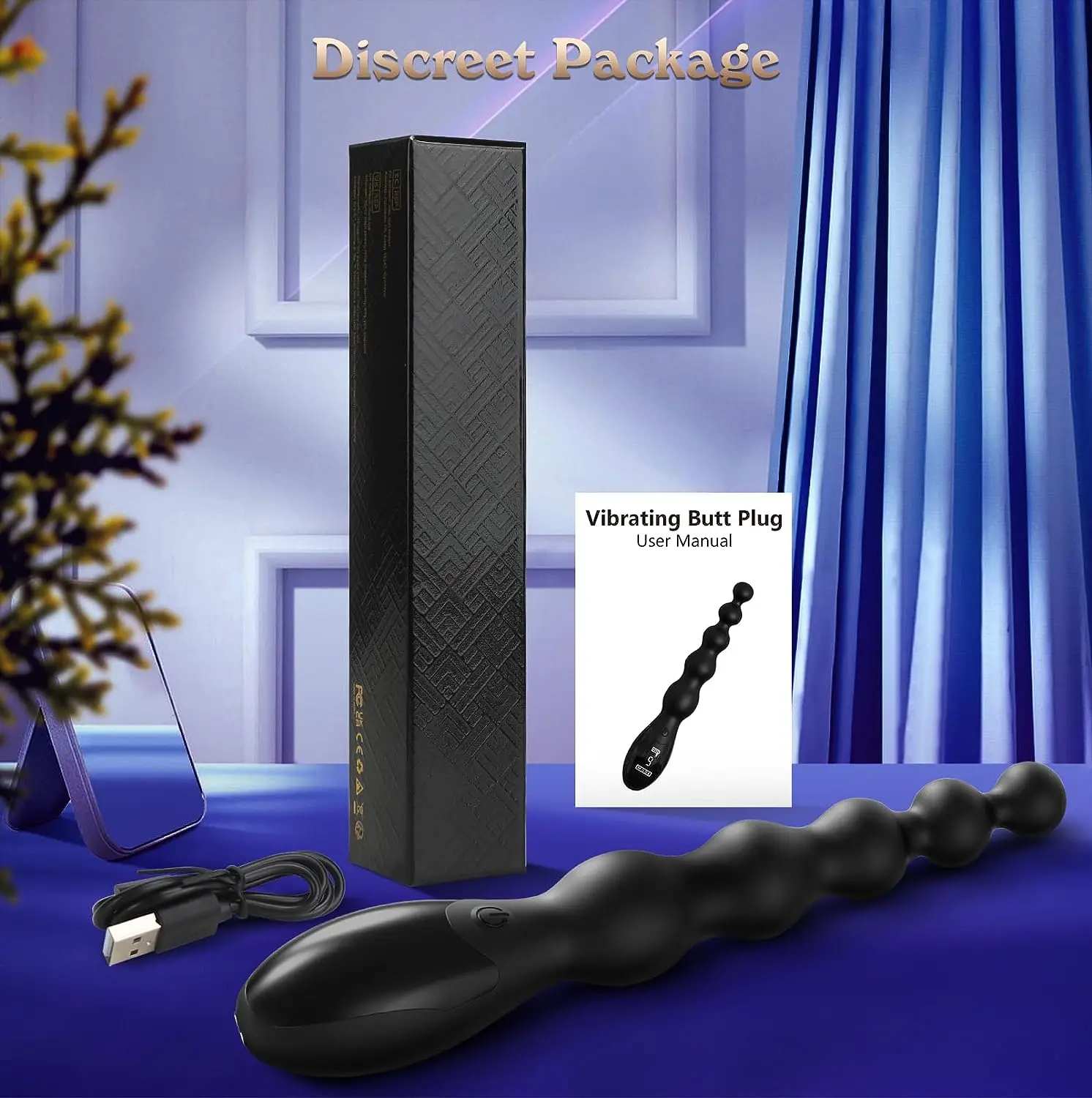 Male Vibrating Butt Plug Anal Beads Vibrator Sex Toys for Women Couple Ass Dildo Prostate Masturbation Massager Men and Female