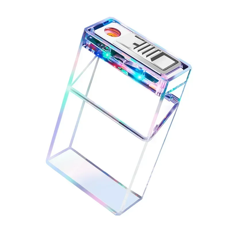 Type-C Cool Lantern Rechargeable Cigarette Case Lighter Transparent Shell Flash 20-pack Lighter Integrated Cigarette Case