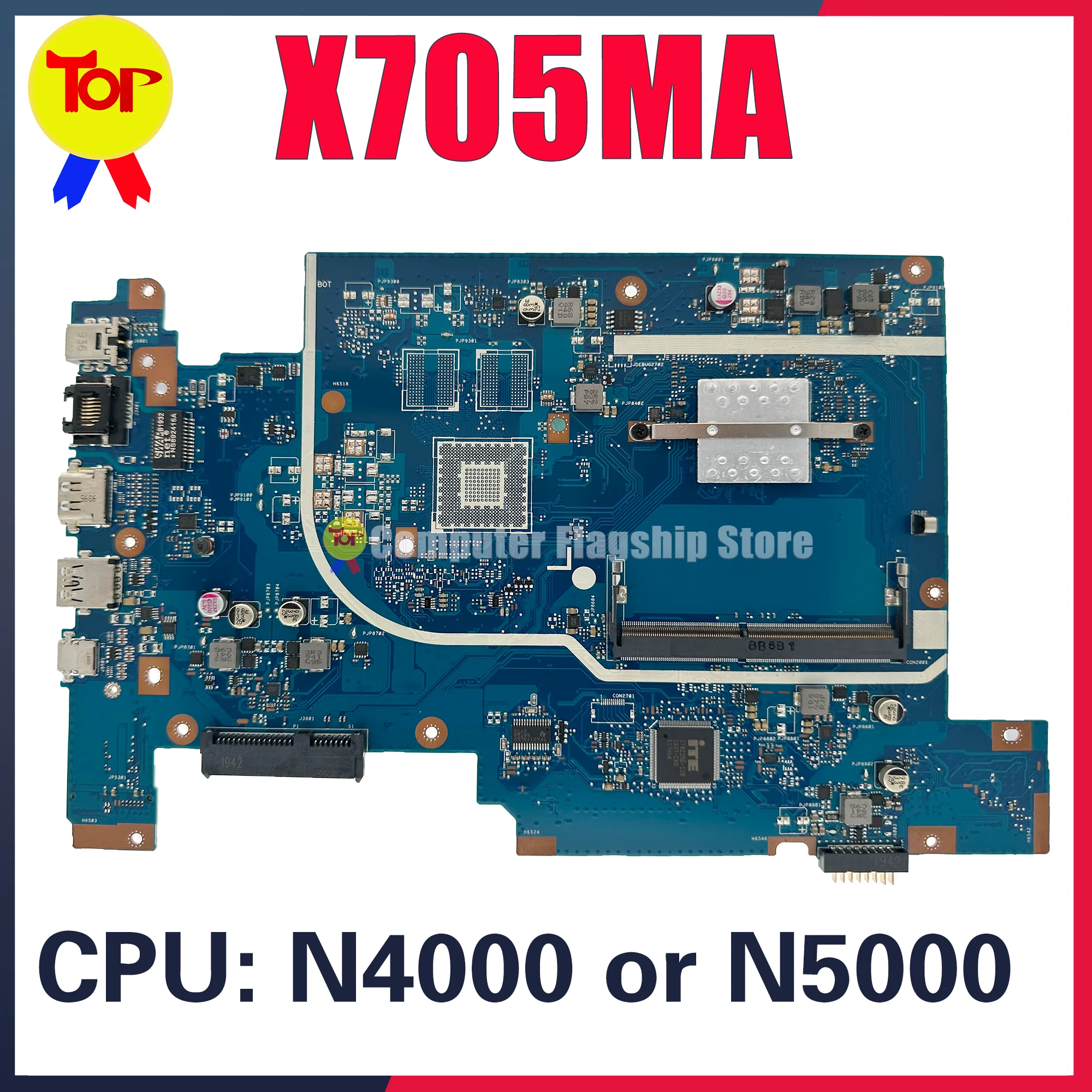 Imagem -02 - Placa-mãe do Portátil para Asus Vivobook 17 X705ma X705m Placa-mãe w N5000 N4100 N4000 V2g Uma Ddr4 100 Teste ok