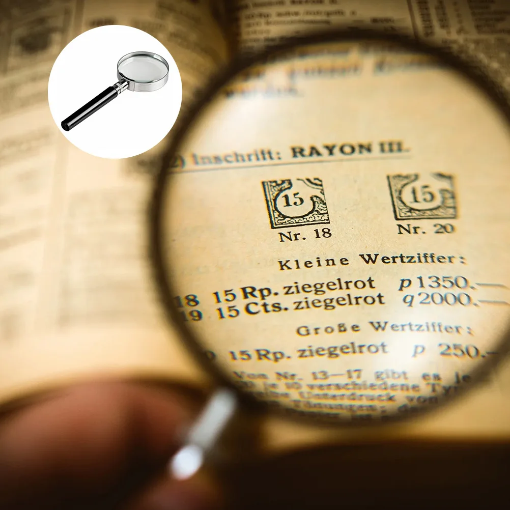 

Handheld Magnifying Glass 50mm Small 3-5x Magnifier for Seniors Reading Newspapers Books Jewelry Repair Portable Loupe