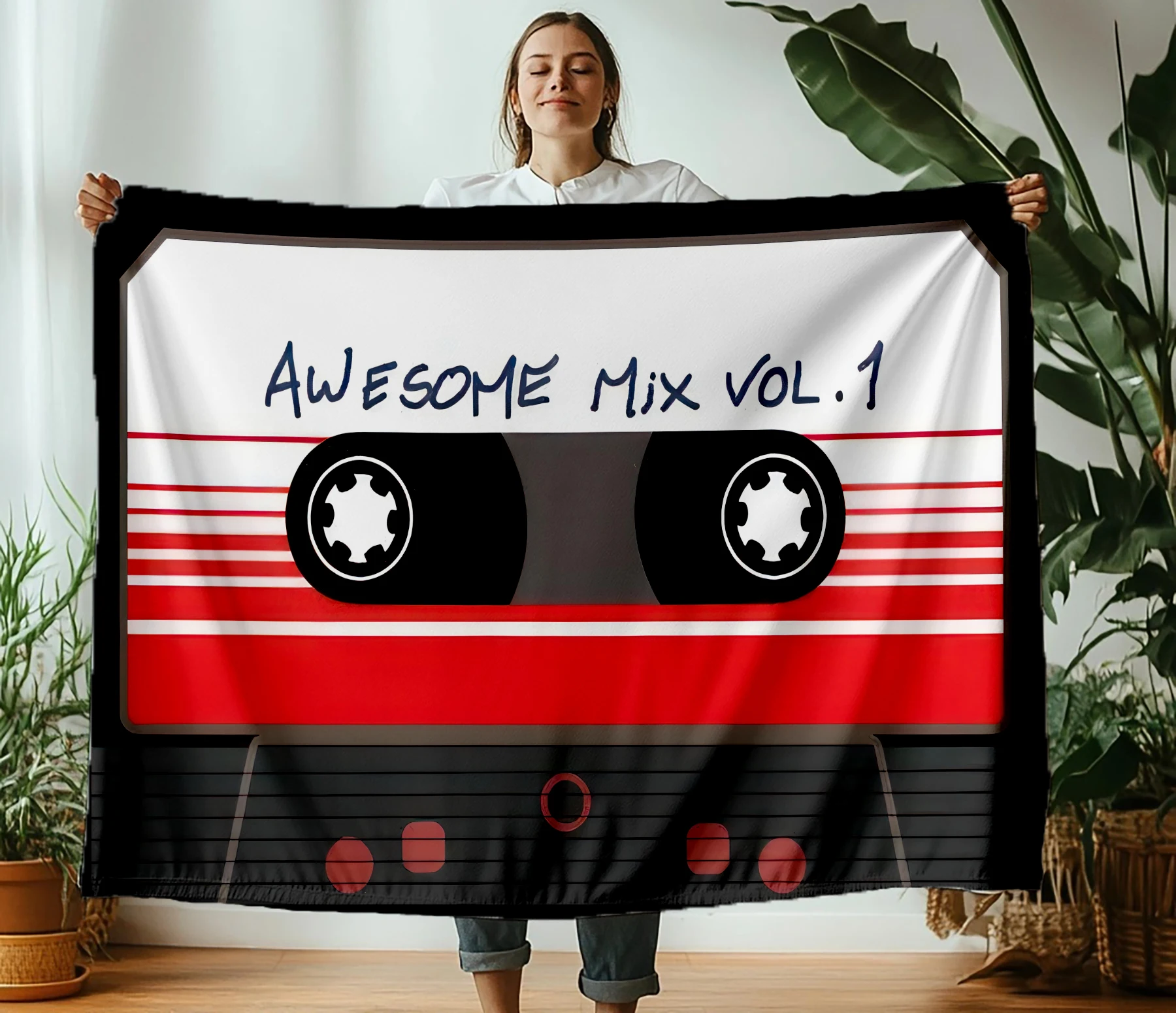 

Digital Print Vintage Cassette Music Tape Thin Blanket Accessories Sofa Decorative Throw Blankets Soft Flannel for Couch