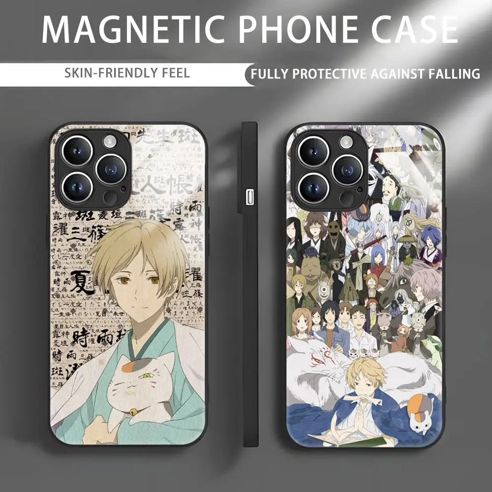 natsume book of friends Phone Case For iPhone 16 15 14 13 12 11 X XR XS 8 Plus Mini Pro Max Glass Magnetic Phone Case