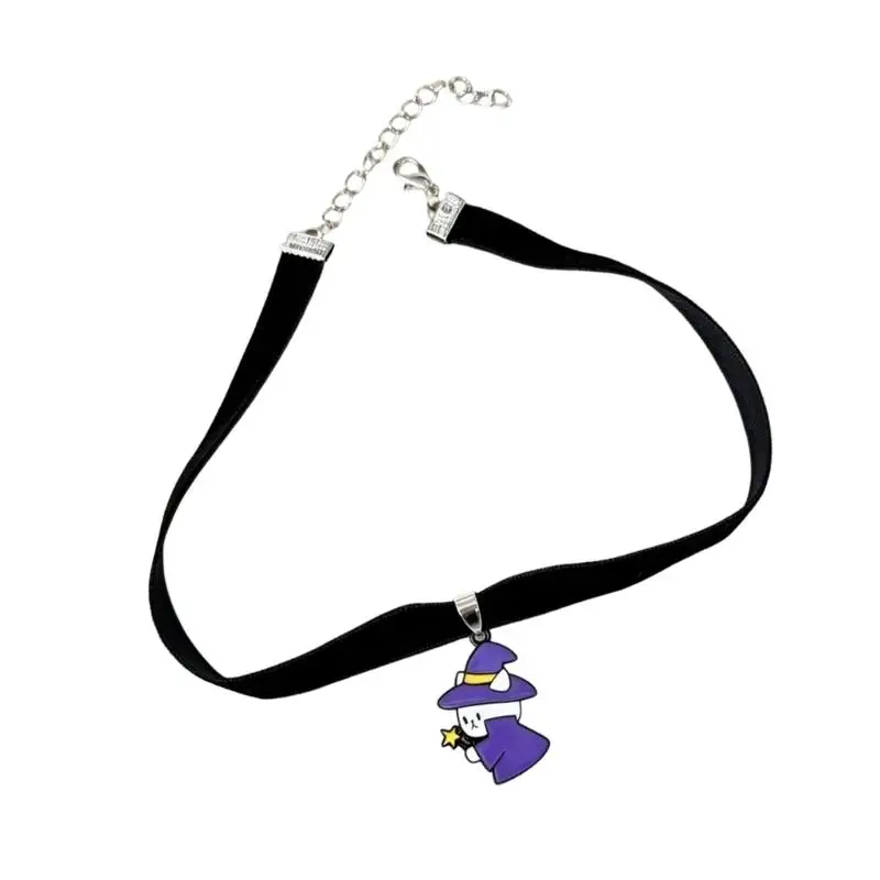 A52E Black Neck Band Halloween Necklace for Photo Looks and Parties