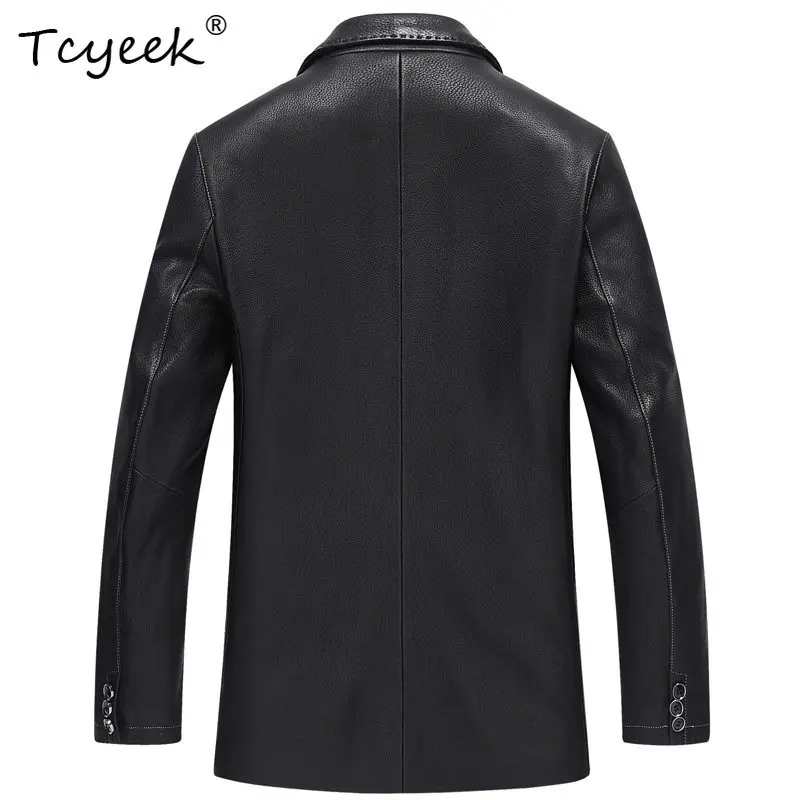 Tcyeek 100% Deerskin Real Leather Jacket Men Clothing Business Casual Mens Coats Spring Autumn Suit Coat Chic Jaqueta De Couro