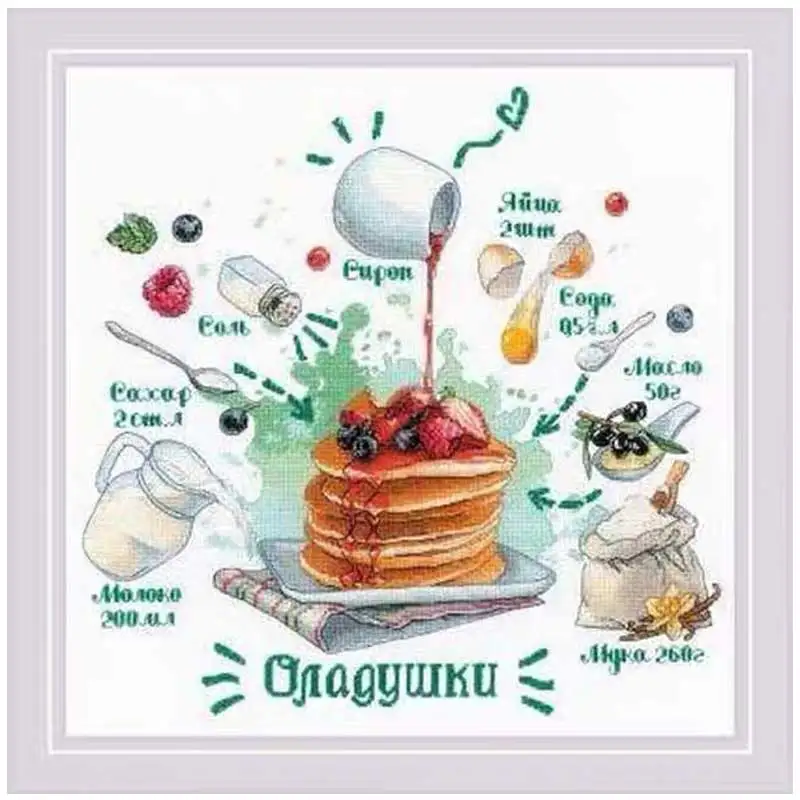 Recipe for Pancakes Patterns Counted Cross Stitch Set Handmade 11CT 14CT 16CT 18CT Cross Stitch Kit Embroidery Needlework Gifts