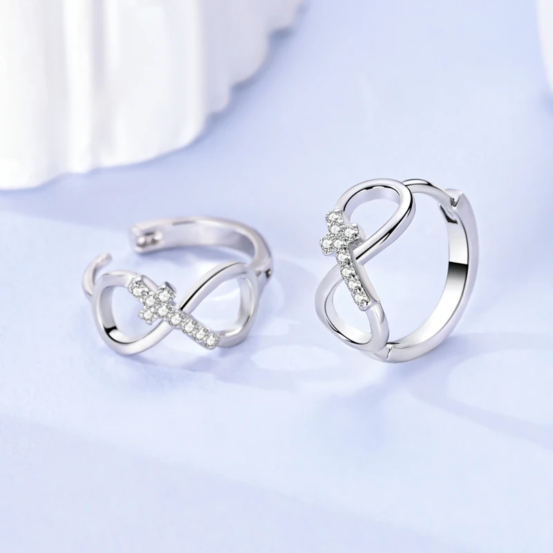 

925 Sterling Silver Earrings Women Infinite Cross Hoop Earring For Anniversary Wedding Jewelry Gifts