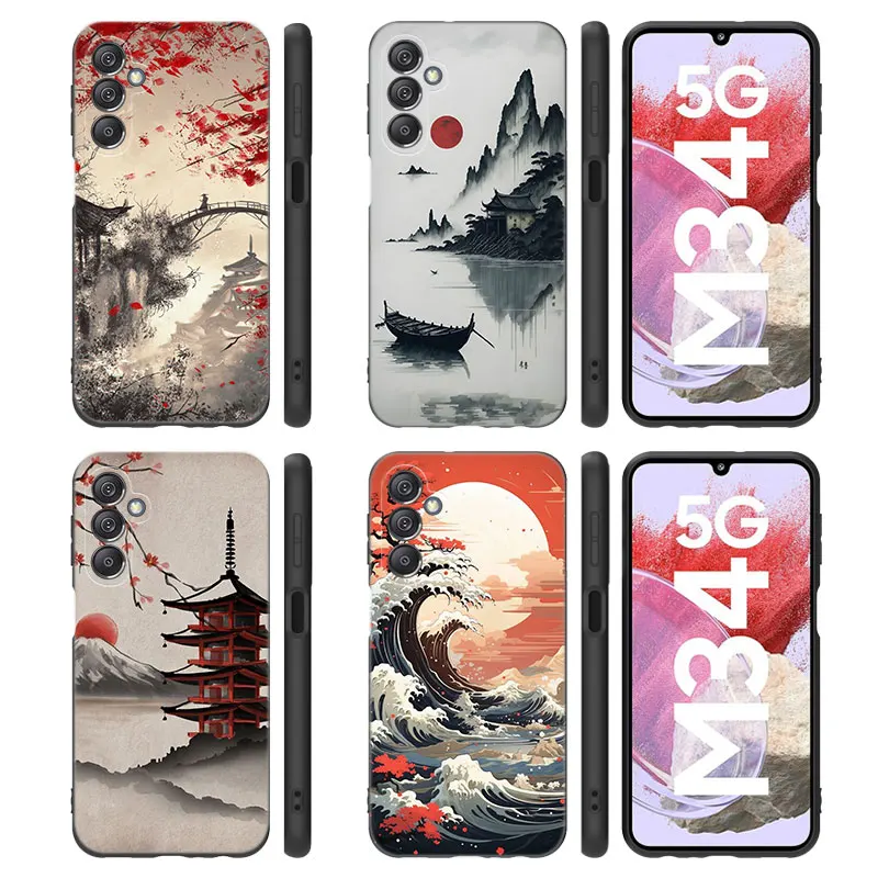 Japanese Style Art Ukiyo-e Phone Case For Samsung Note 10 Lite 20 Ultra M04 M13 M32 4G M15 M23 M33 M34 M42 M52 M53 M54 M55 5G