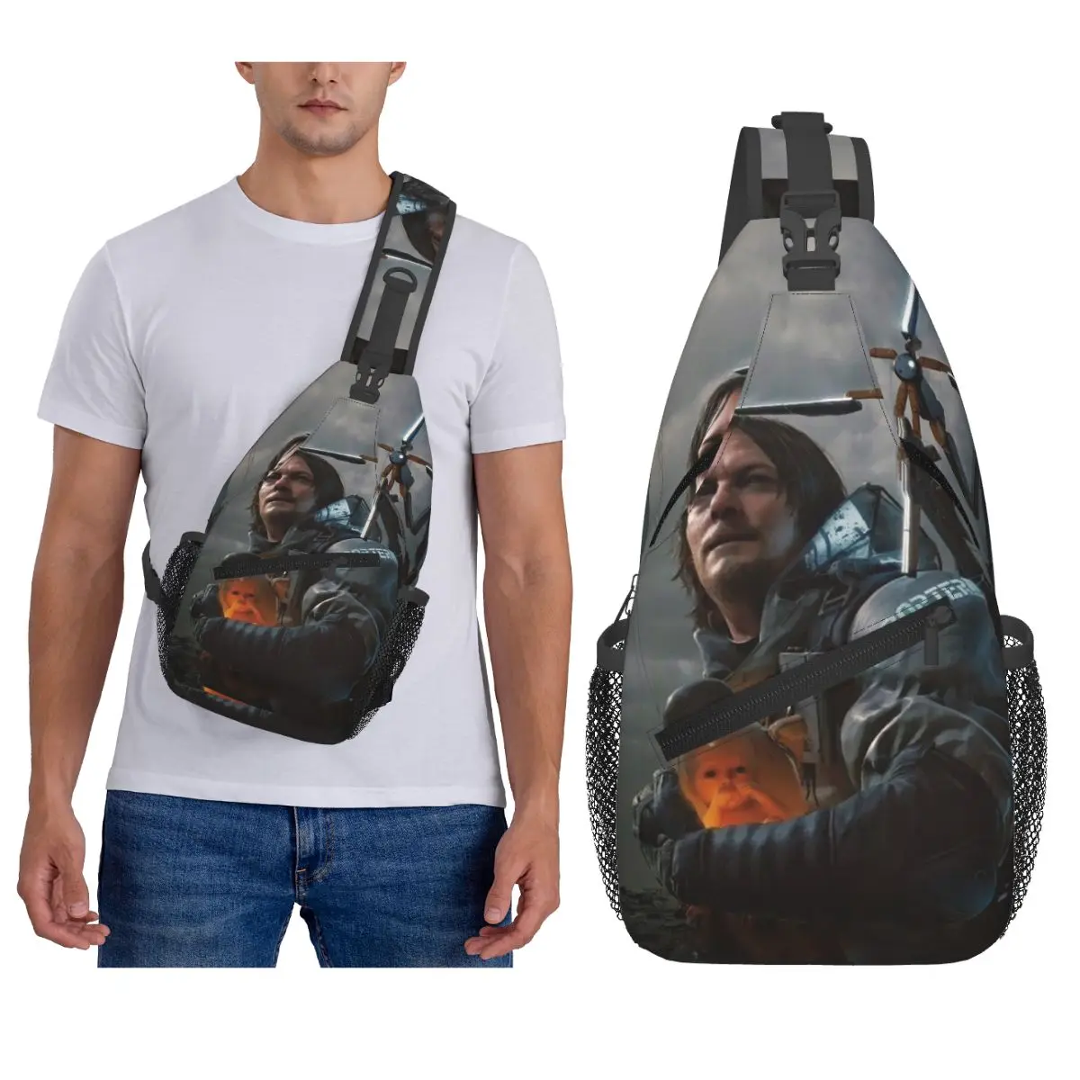 

Death Stranding Chest Bag Men Sling Crossbody Backpack Chest Bag Travel Hiking Daypack Shoulder Bag