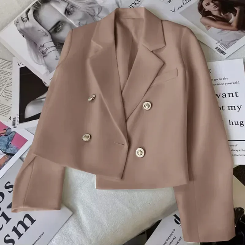 Mode kurze Frauen Blazer elegante weibliche Anzüge Jacke Tops lässig solide Langarm Büro Dame Blazer Mantel Frühling Herbst er