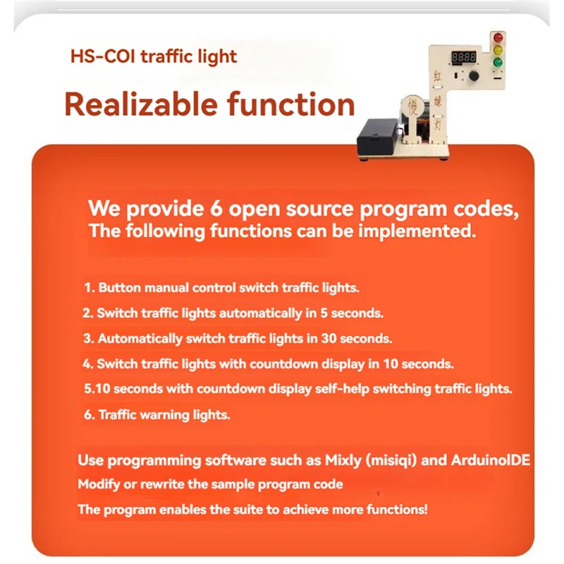 DIY Traffic Signal Light Kit Smart Programming Kit With U+ Program Card Compatible With Arduino Mixly