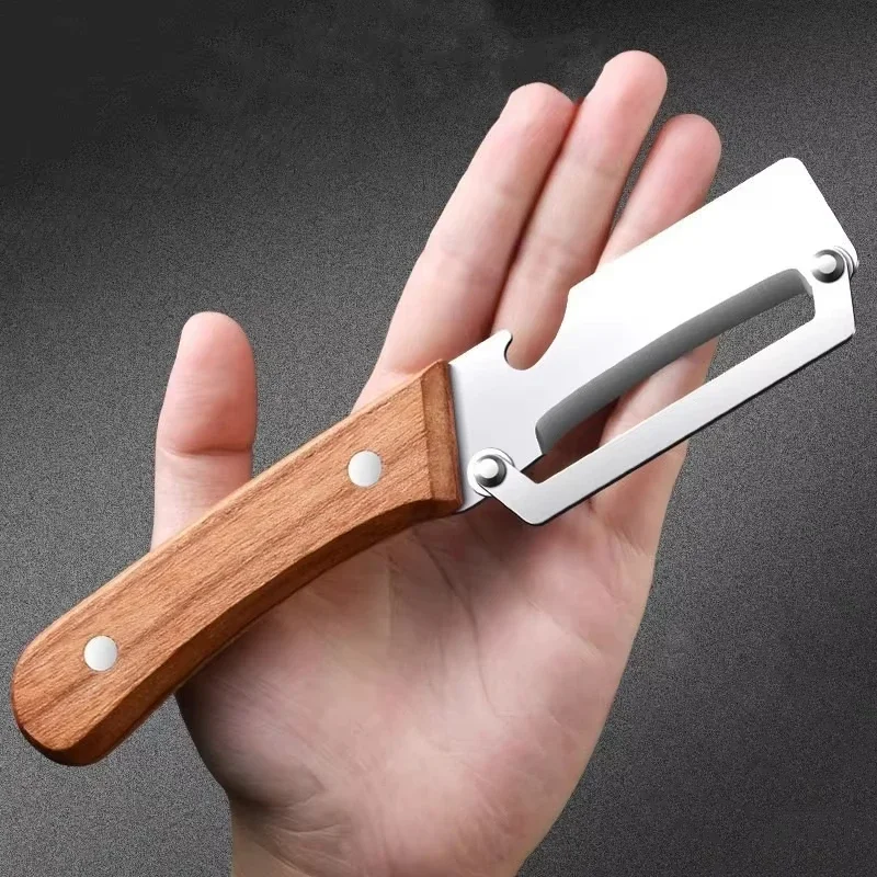 1pcs Stainless Steel Peeler With Wooden Handle For Peeling And Slicing Fruits And Vegetables | Durable And Smooth Operation