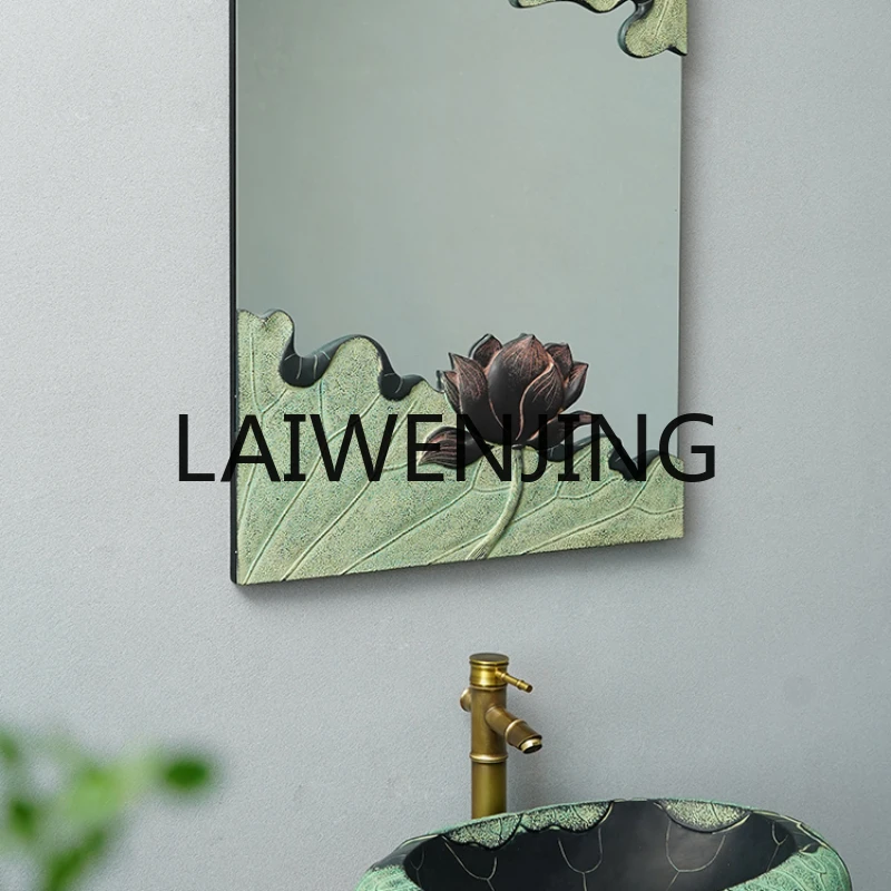 RWJ New Chinese Style Wash Basin Bedroom Bathroom Stickers Half-Length Mirror