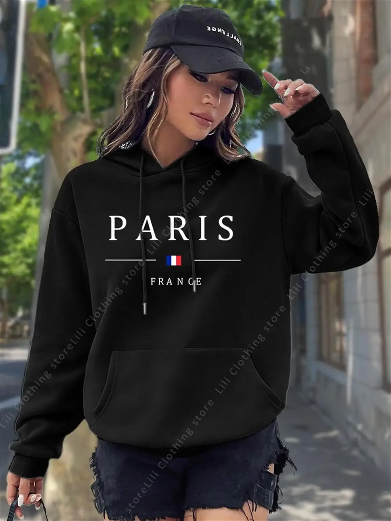 PARIS Graphic Letter Hoodies W - đánh giá và giá Winter Clothing Drawing