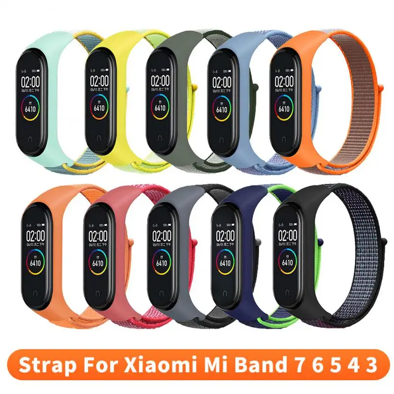 For Mi Band 3 4 5 6 Bracelet Replacement Strap Nylon Strap For XiaoMi Mi Band 6 5 4 3 Adjustable Elastic Sports Wristband