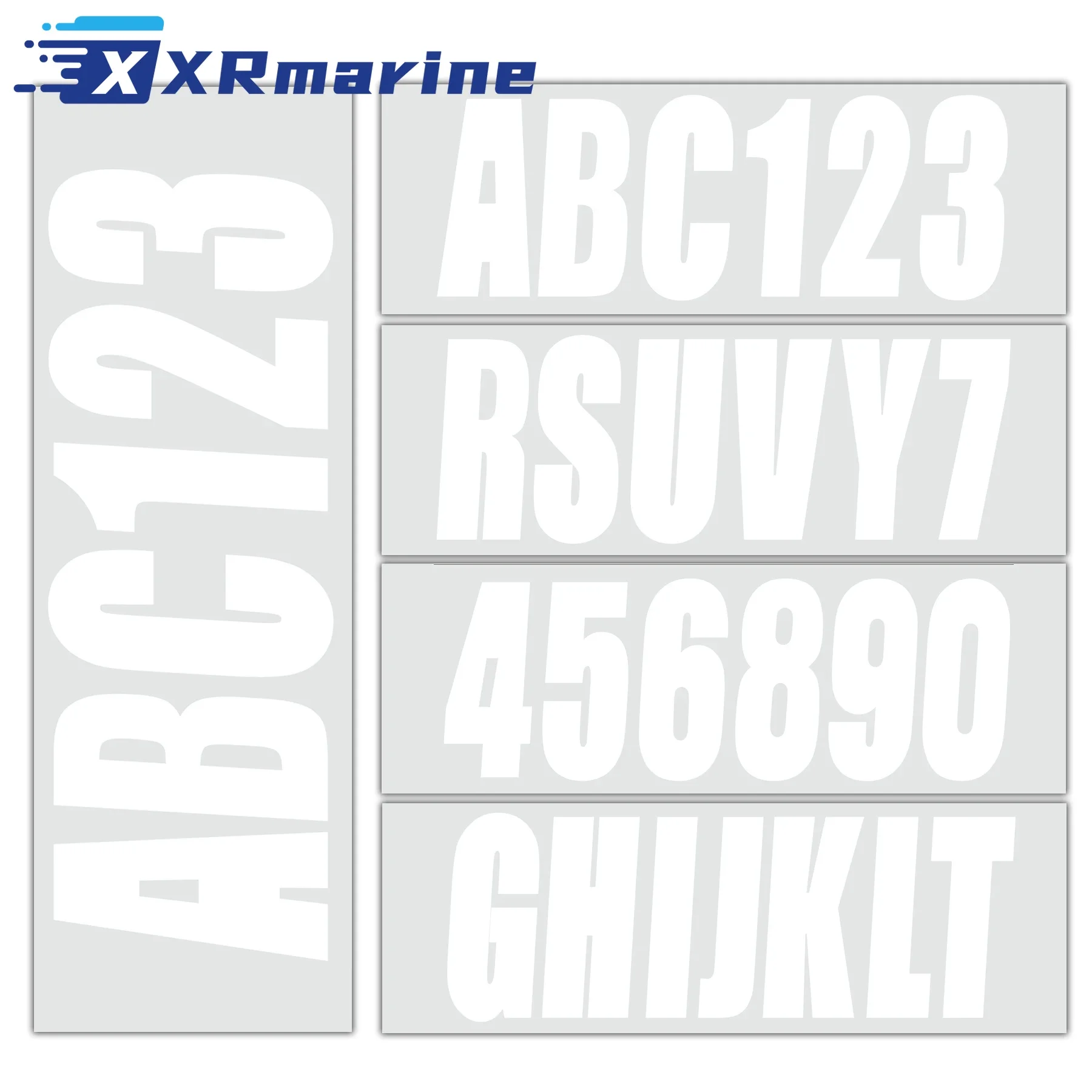 White Boat letters and numbers registration Decal four sets of A-Z and 0-9