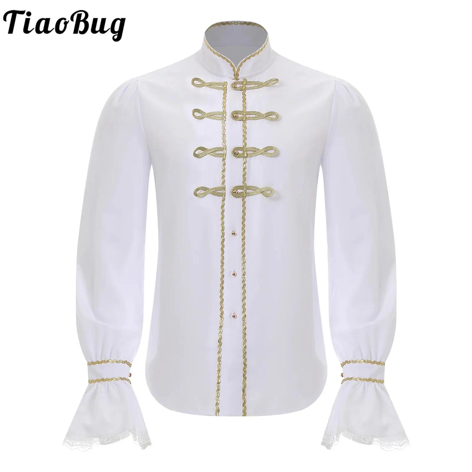 

Medieval Victorian Mens Long Sleeve Gothic Shirts Vintage Steampunk Blouse Vampire Cosplay Costumes For Halloween Theme Party