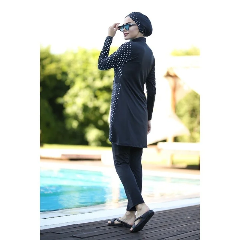 Muslim Clothing 4pcs Set Muslim Swimwear Lslamic Burkinis Wear Bathing Women Modest Patchwork Hijab Long Sleeves Sport Swim Suit