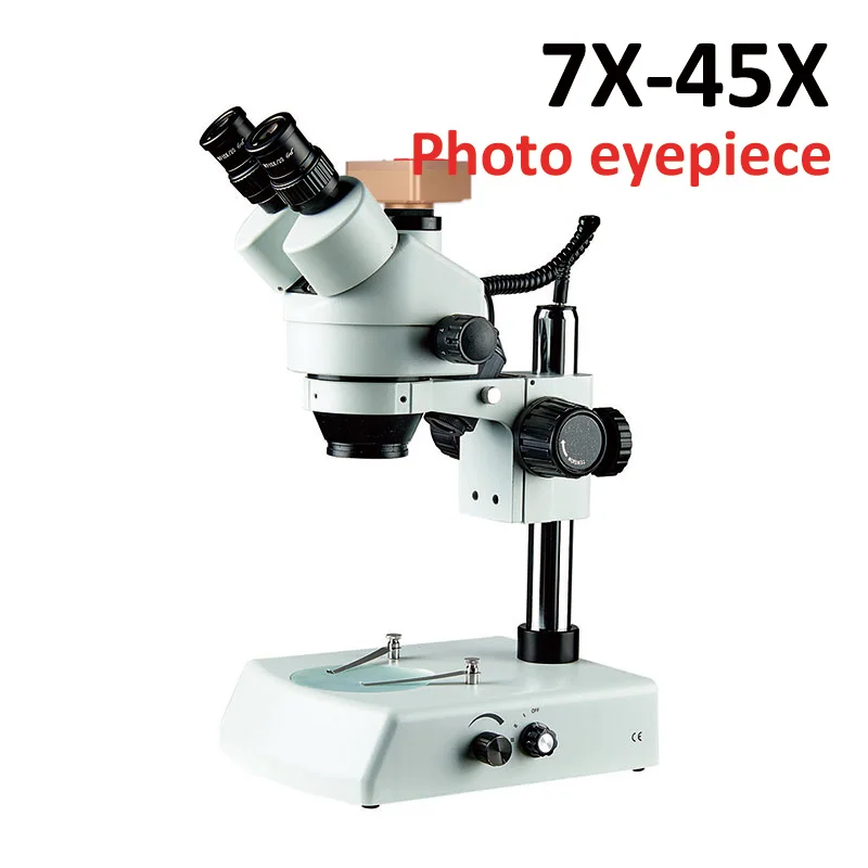 1080P Golden Digital Camera and Self Illumination Base Microscopio 7X-45X Simul Focal Zoom Trinocular Stereo Microscope