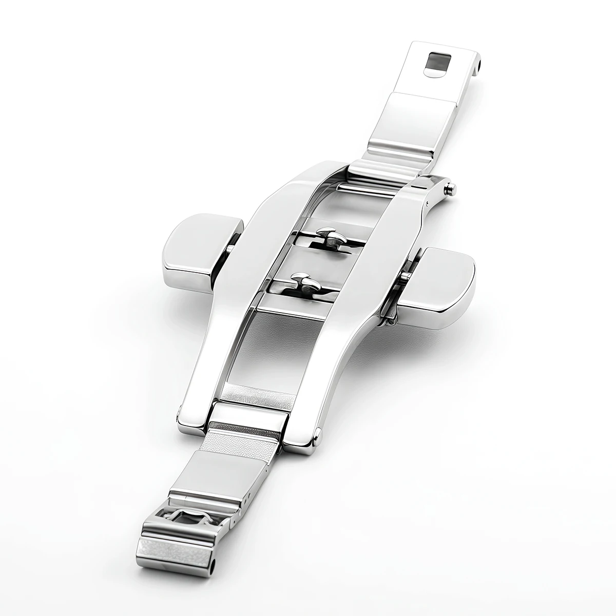 Edelstahl-Uhrenarmband-Schnalle Uhrenarmband-Schmetterlingsverschlüsse Faltschließe Doppeltgepresste Polierte Knopf-Uhrenzubehör – Detail 9