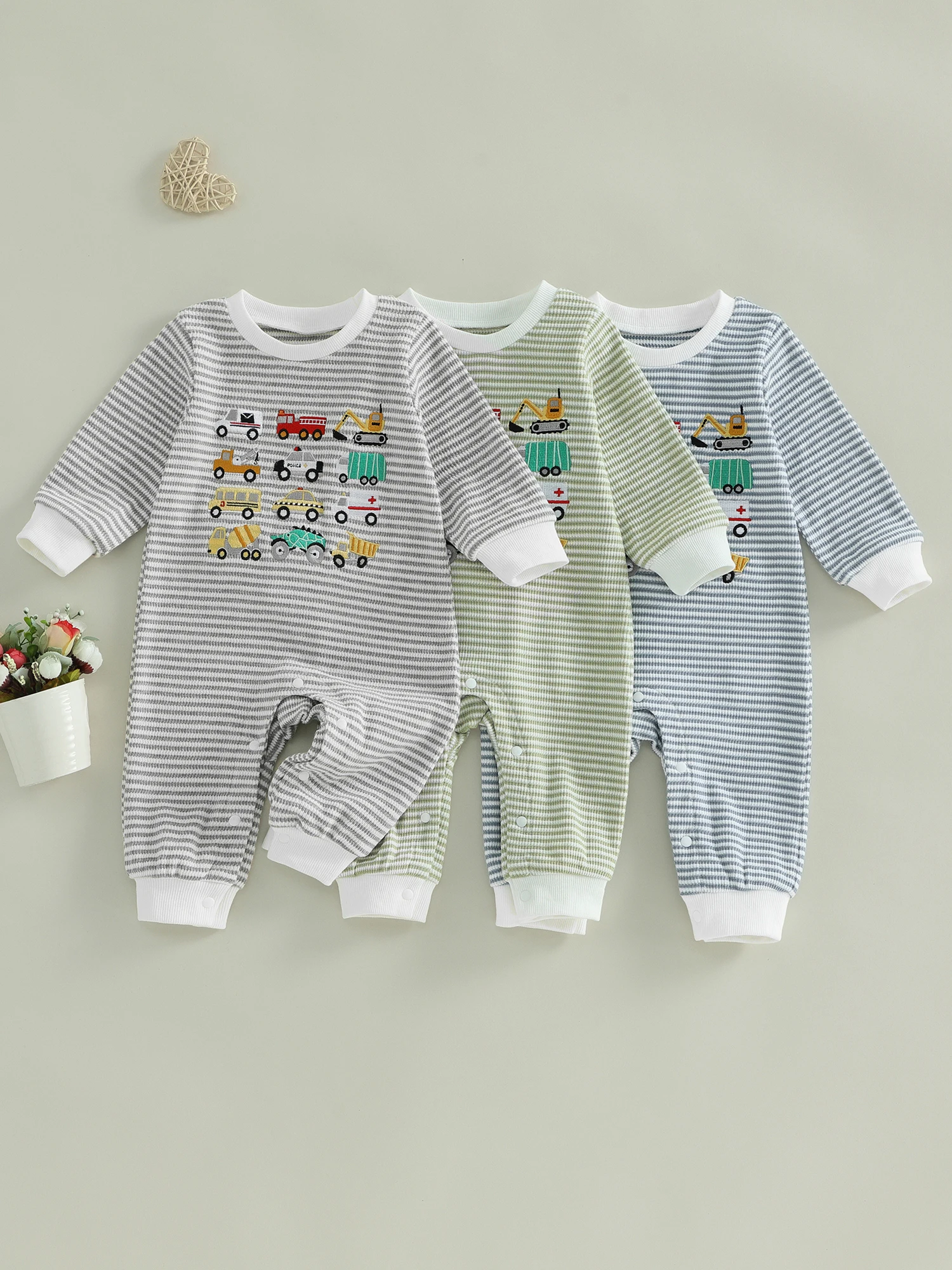 Jumpsuit Striped Crew Neck Crew-Neck-Long Pattern Pattern Striped Crew Fall Neck Long Sleeve Jumpsuit New