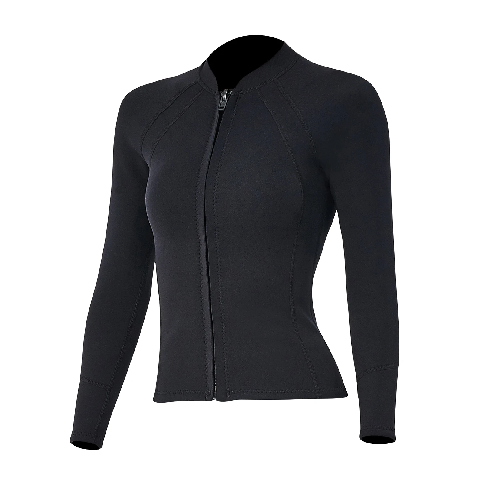 Atasan Selam Neoprene 2mm Pria Wanita dengan Ritsleting Depan Jaket Wetsuit Lengan Panjang untuk Snorkeling Scuba Diving Surfing