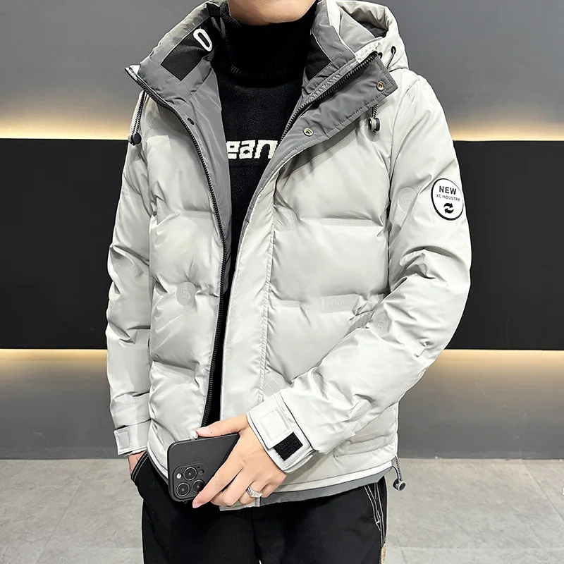 OIMG Lightweight down jacket men's winter new warm bread jacket casual white duck down hooded jacket men