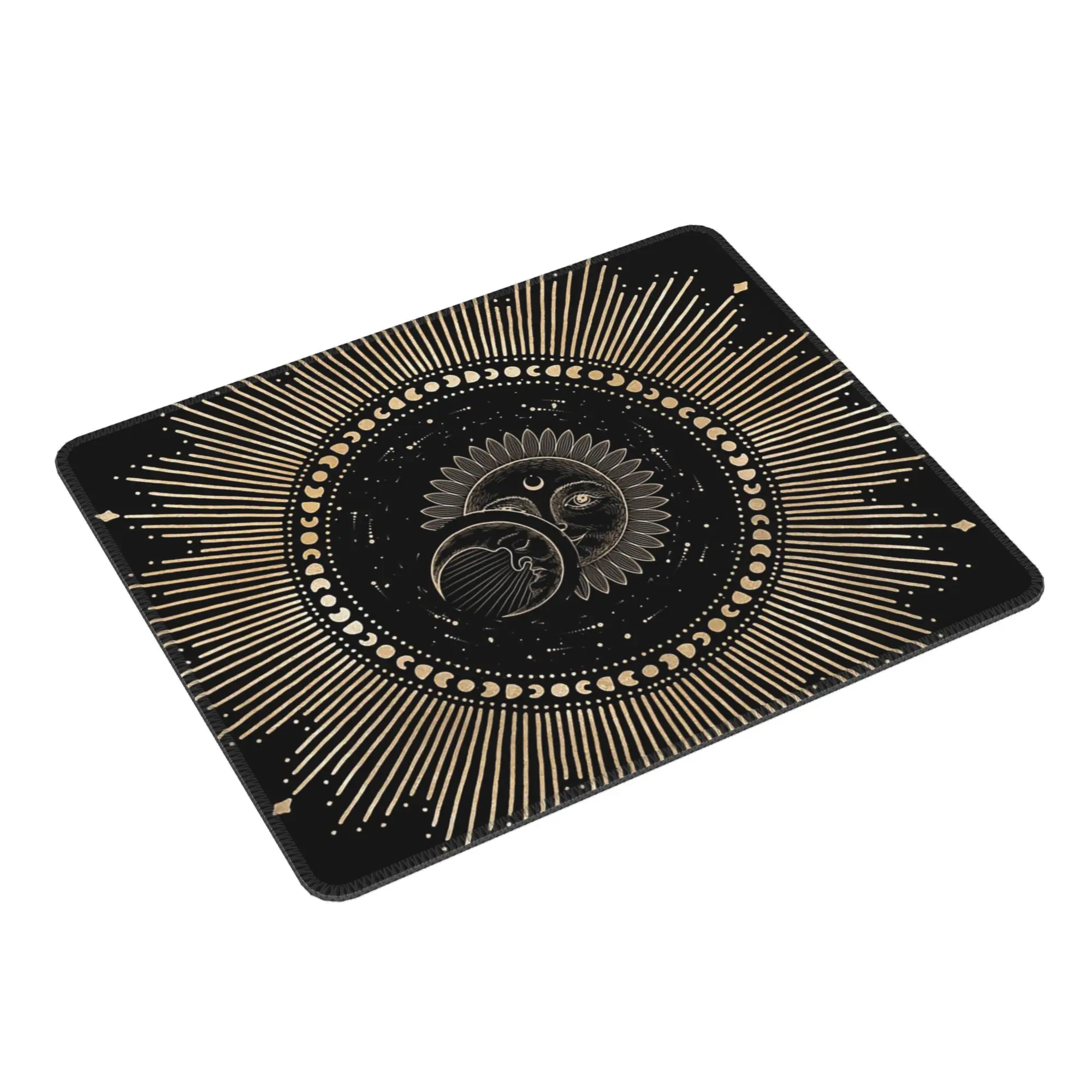 Boho Golden Crescent Moon And Sun Witch Mouse Pad Computer Keyboard Mouse Mat PC Laptop Desk Mat Office Accessories Table Mats