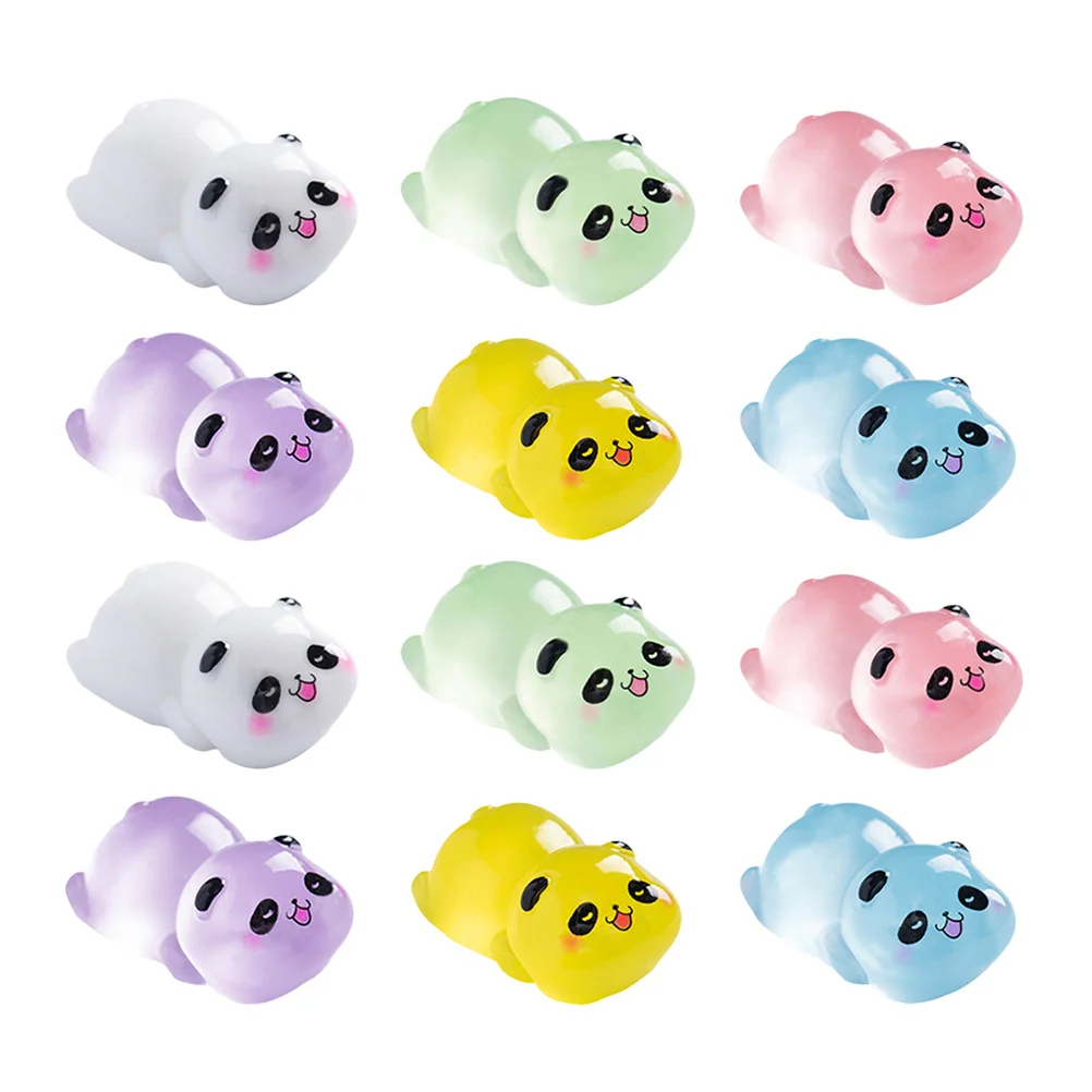 

12Pcs Glow in Dark Mini Resin Panda Ornaments Cute Cartoon Animal Decorations for Garden Micro Landscape Home Desktop Statue