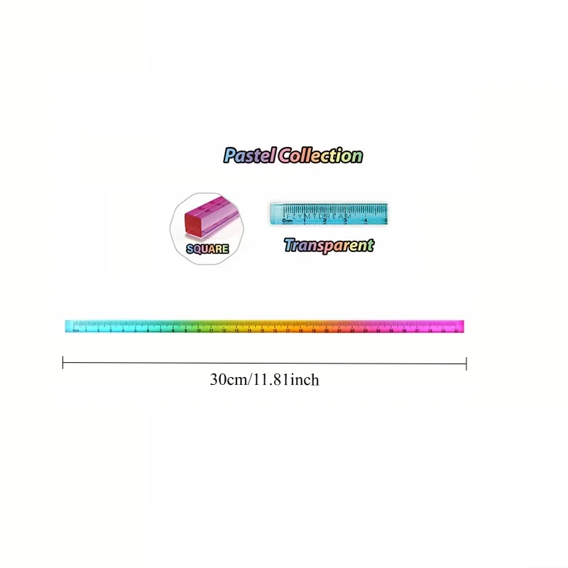 Colored Ruler and Cube – 2-in-1 Geometric Drawing Tool, Math Learning Stationery, Drawing and Measuring Supplies