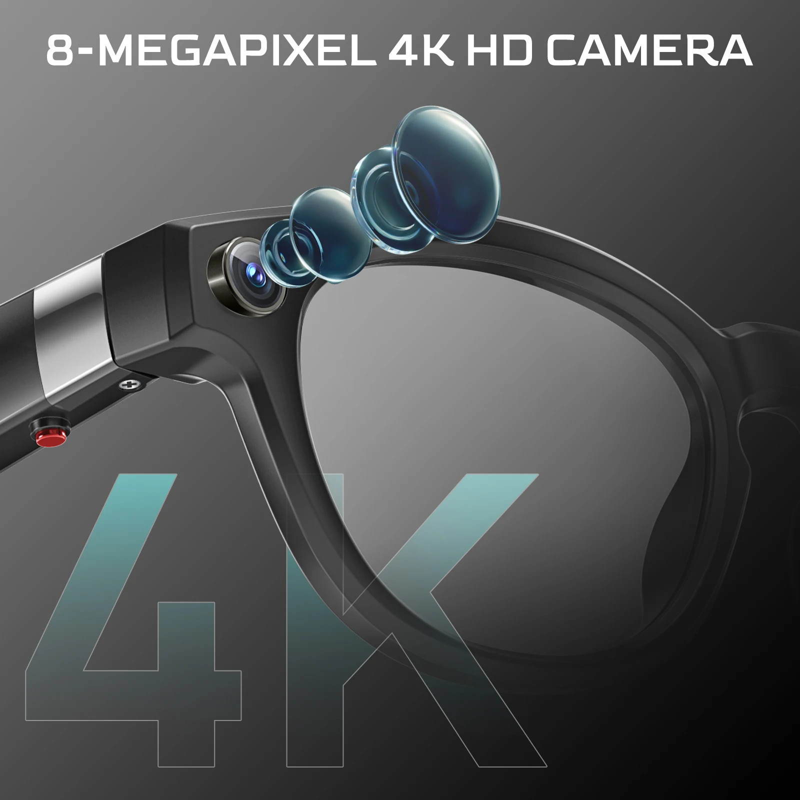 Ineyes 4k hd novos óculos inteligentes ai com câmera de tradução em tempo real bluetooth chamada 260mah bateria assistente de voz óculos inteligentes