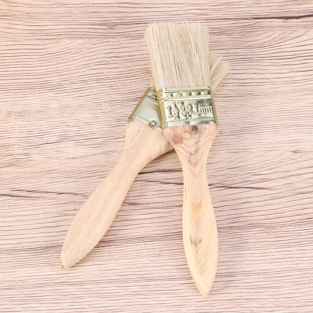 24Pcs Artist Paint Brush Set Thick Wood Handle Bristle Brushes Non Scratch Smooth Finish Ideal for Furniture Wall Painting