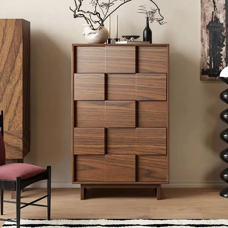 storage, six chest of drawers, light luxury living room, wood-colored storage side cabinet, decorative partition cabinet